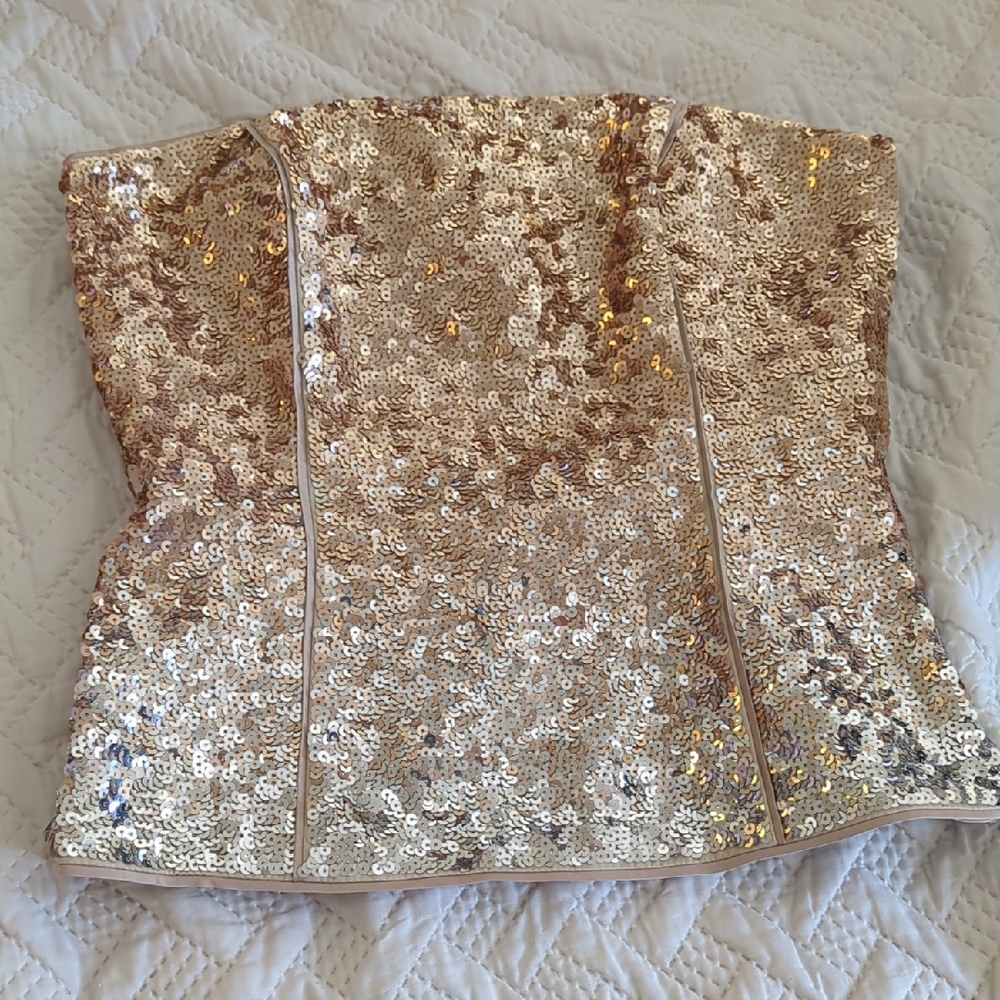 White House Black Market Sequin Ombre Corset Top